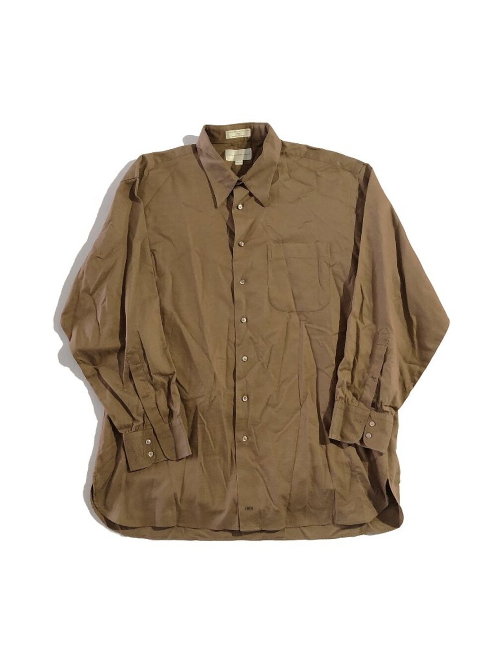 John W. Nordstrom Button Down Collared Shirt Mens Size 16.5 Brown Long Sleeve
